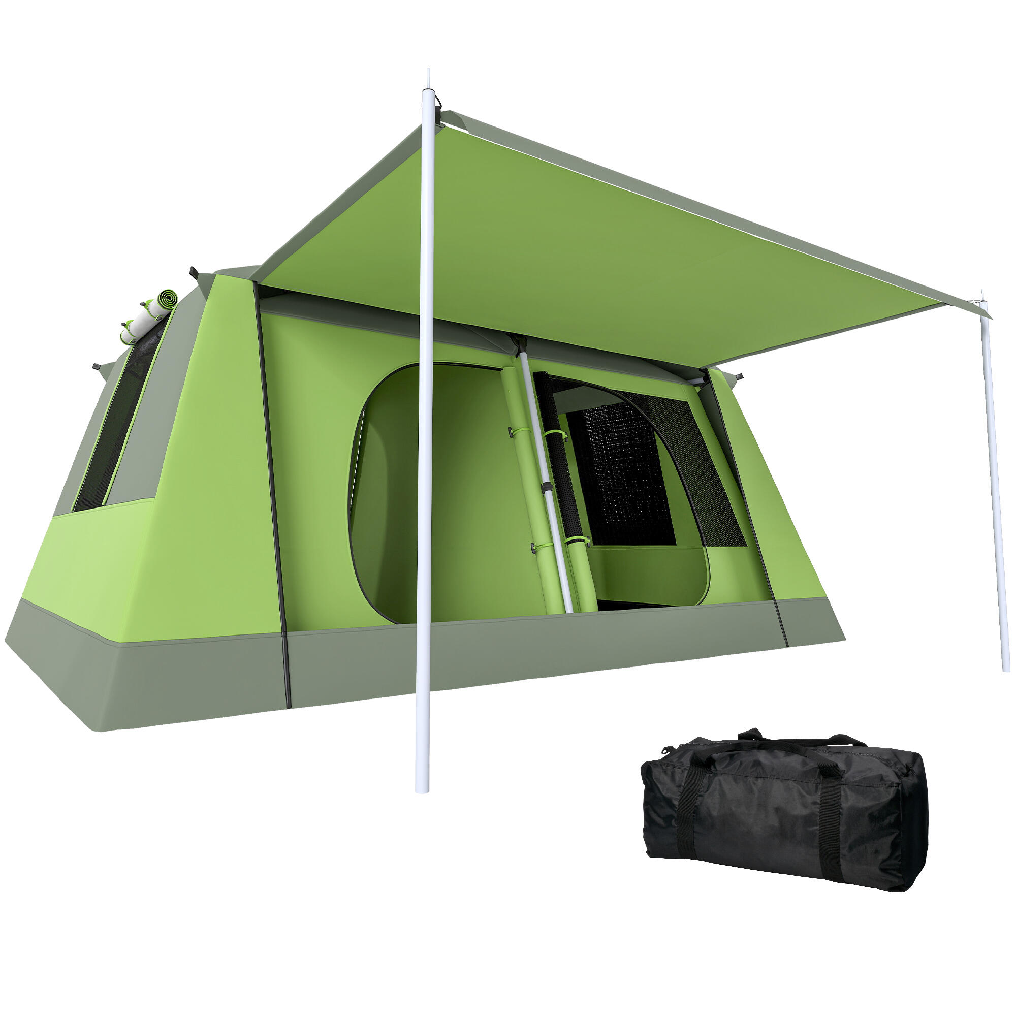 Outsunny Tenda da Campeggio con Veranda 4-8 Persone 405x305x225cm 4/8