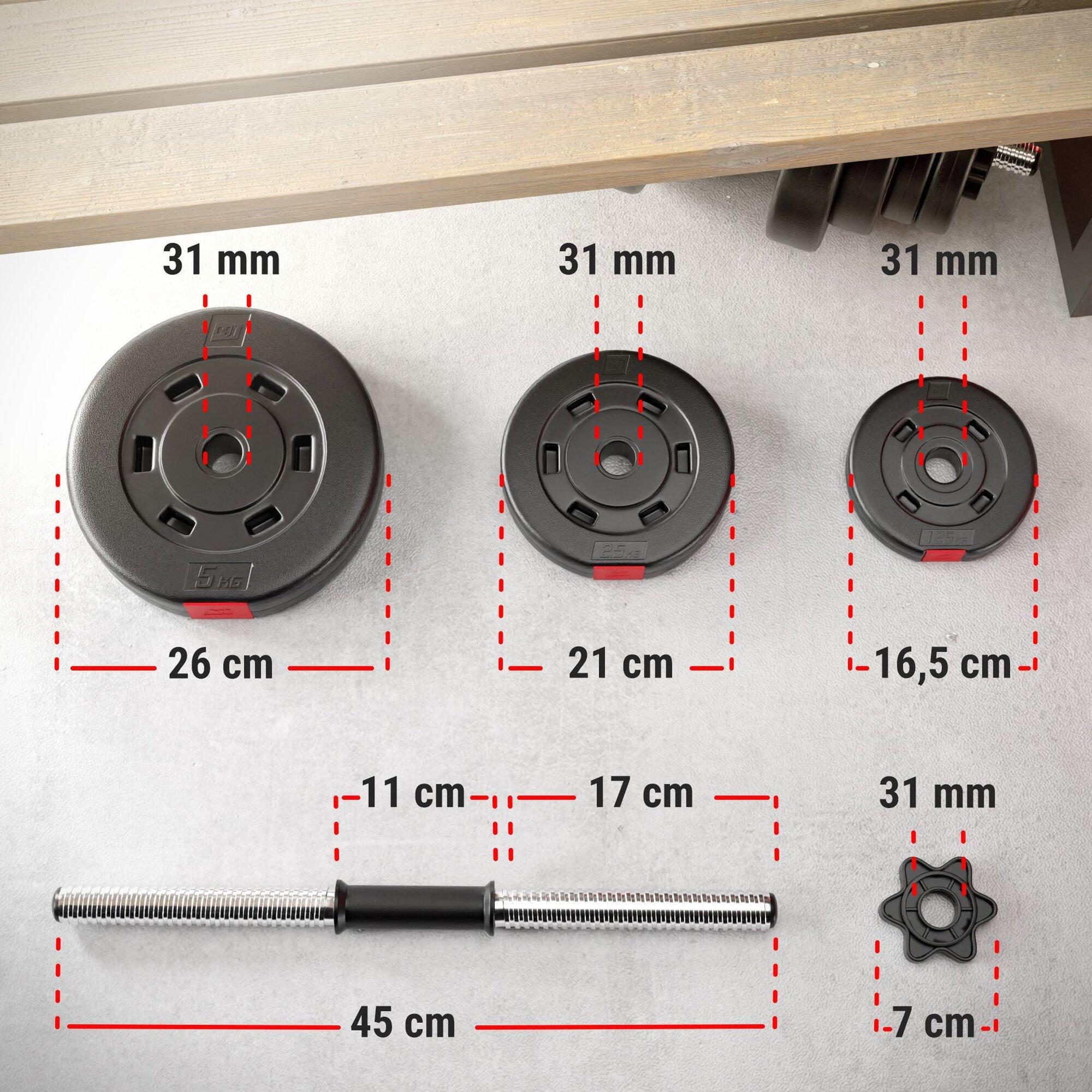 Nakládací činkový set Hop-Sport 2x10 kg 3/7