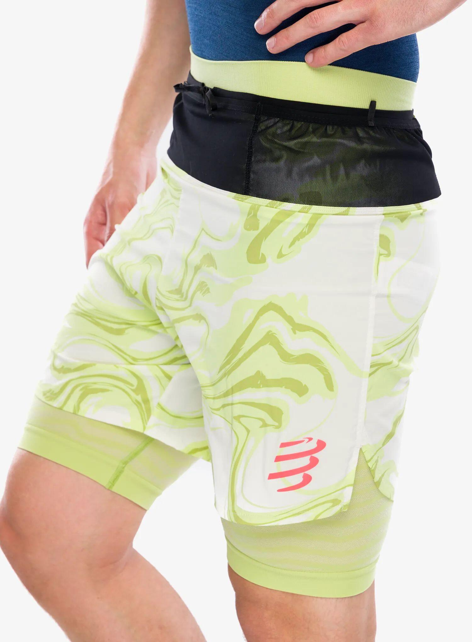 Pantalón corto Compressport Trail Racing 2 en 1 Verde, Hombre 6/7