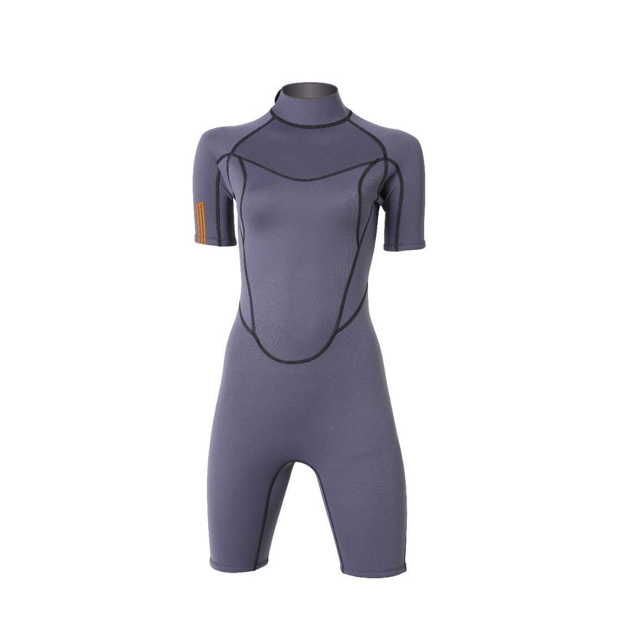 Mdns - 2/2 Shorty Stamiina Flatlock - Combinaison Surf Femme - Combinaison Shorty - Noir|orange - 52 2xl - Decathlon