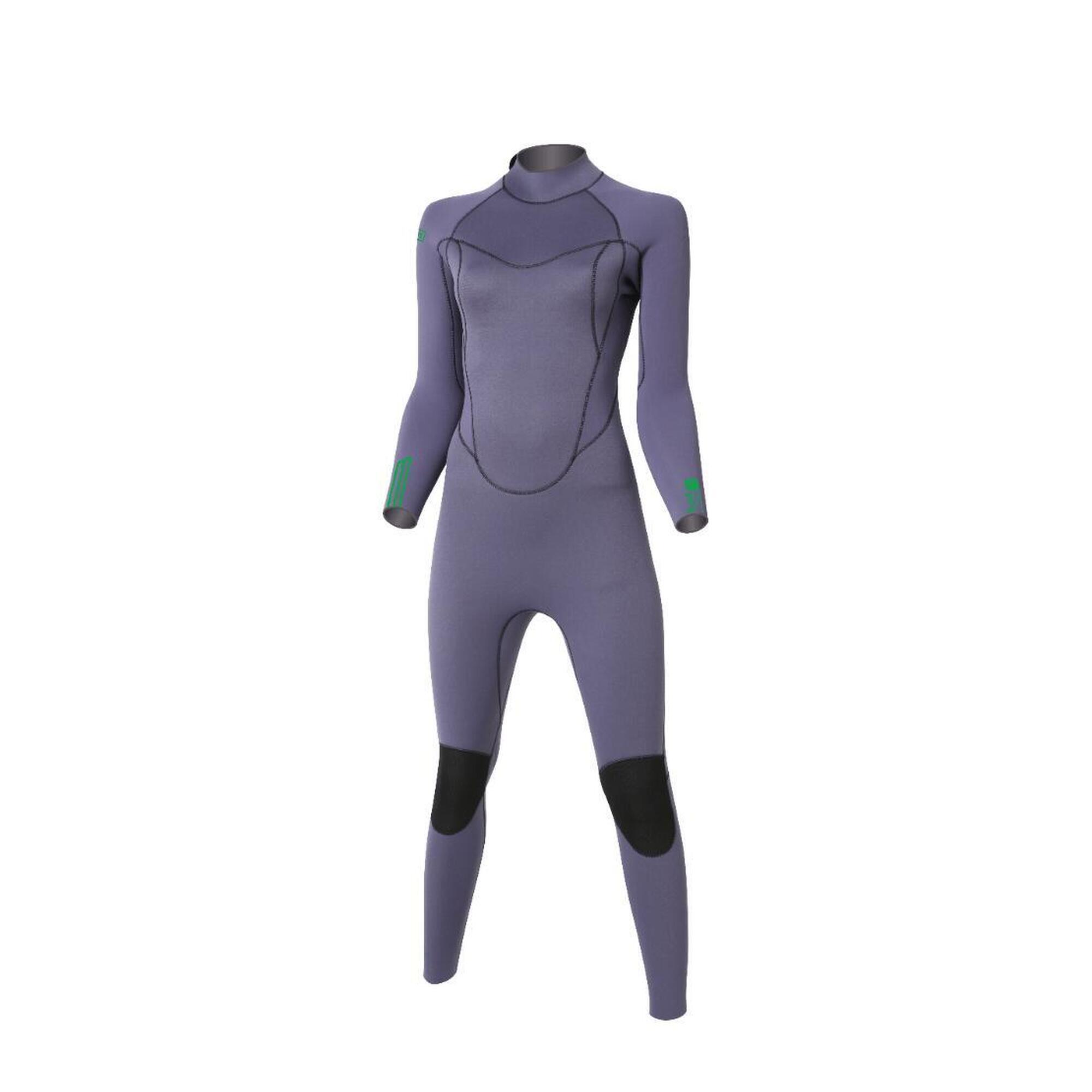 Mdns - 4/3 Stamiina Gbs Backzip - Combinaison Surf Femme - Combinaison De Surf - Noir|vert - 44 L - Decathlon