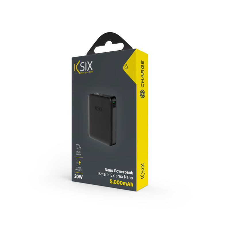 Nano Powerbanka 5 000 mAh, kapesní, PD, 20W, USB-C na USB-C kabel, LED indikátor
