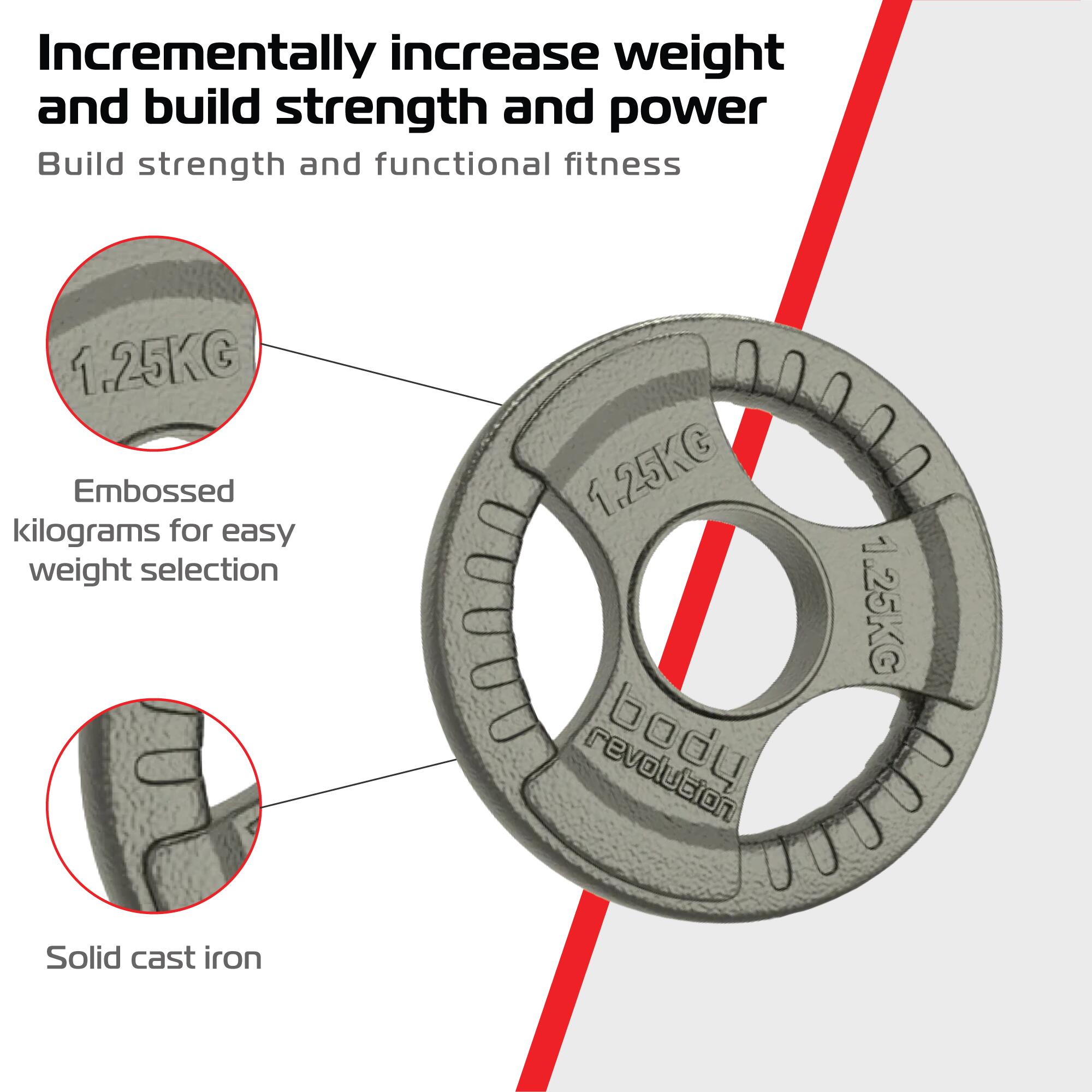 Obciążniki żeliwne Olympic Tri Grip, pary, zestawy, 2 x 1,25 kg 3/6