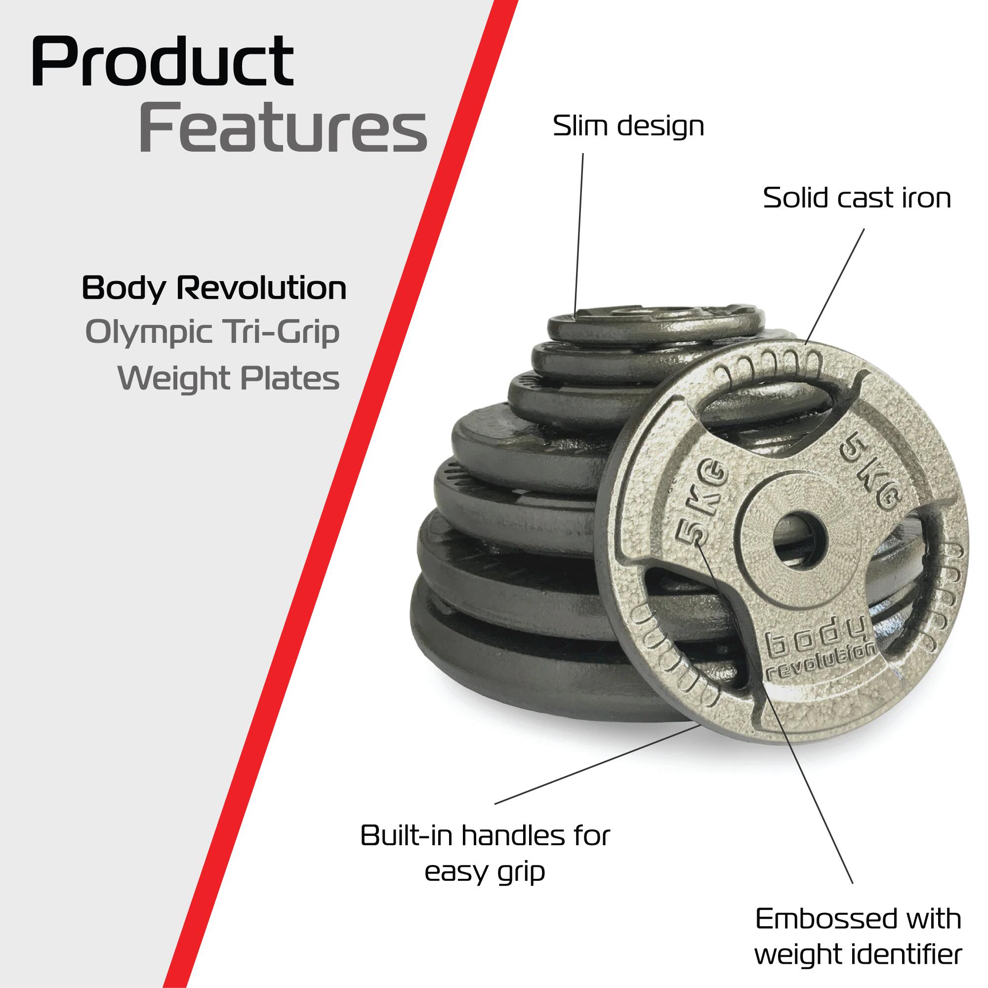Obciążniki żeliwne Olympic Tri Grip, pary, zestawy, 2 x 1,25 kg 2/6