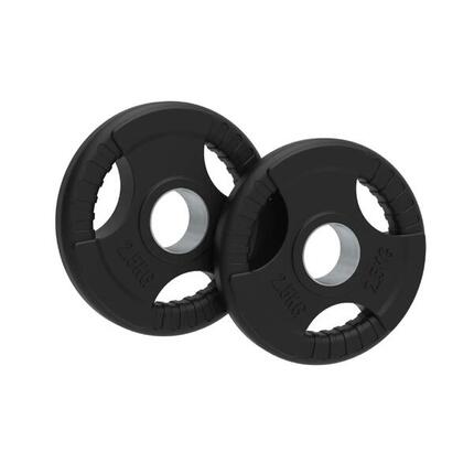 Paires de disques de poids olympiques Tri-Grip en caoutchouc noir (5 kg)