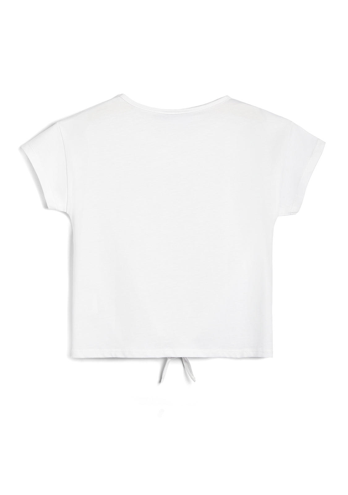 Camiseta de Niña Con Nudo en Blanco 2/5