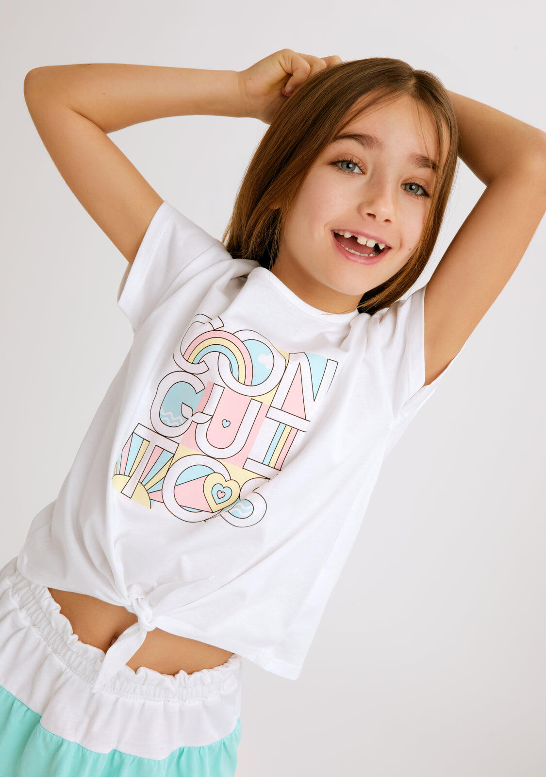 Camiseta de Niña Estampado Unicornio Blanco 5/5