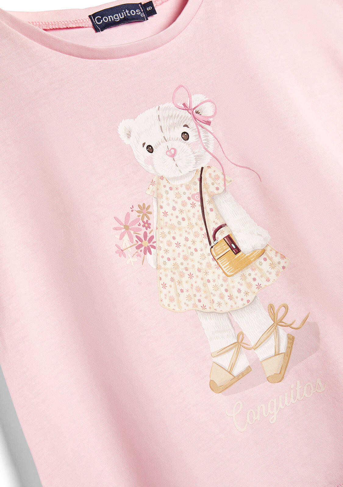 Camiseta de Niña Estampado Osito Rosa 2/3