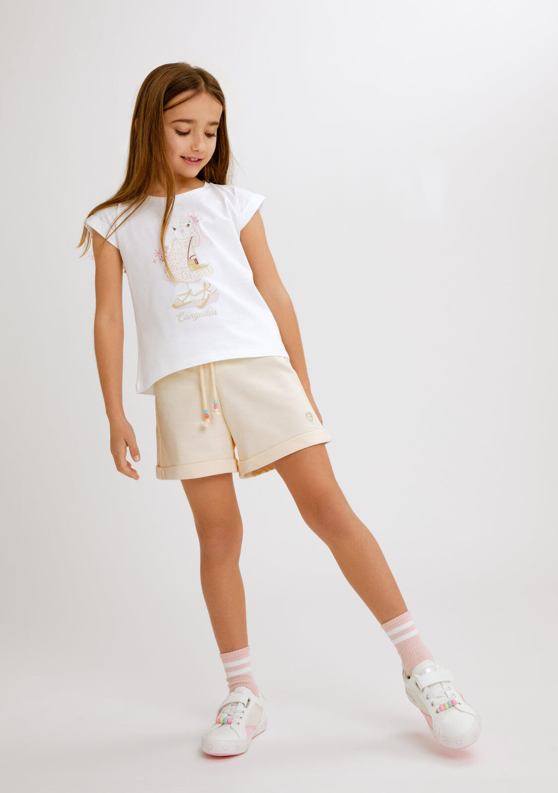 Camiseta de Niña Estampado Osito Blanco 4/4