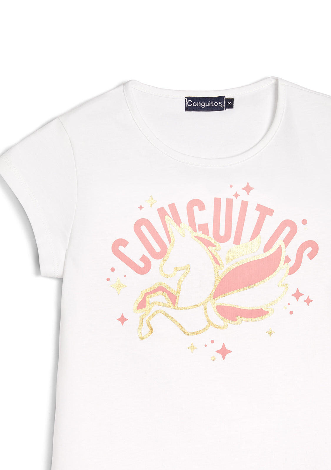 Camiseta de Niña Unicornio Blanco 3/4