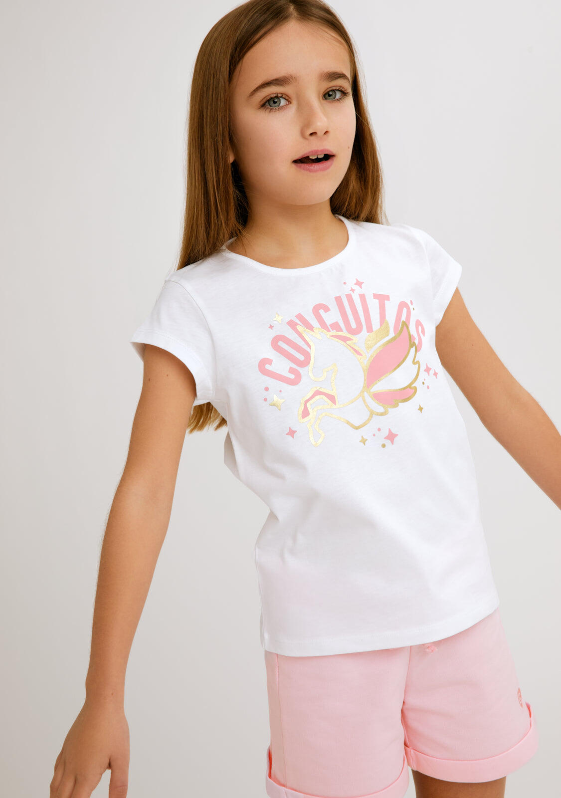 Camiseta de Niña Unicornio Blanco 4/4