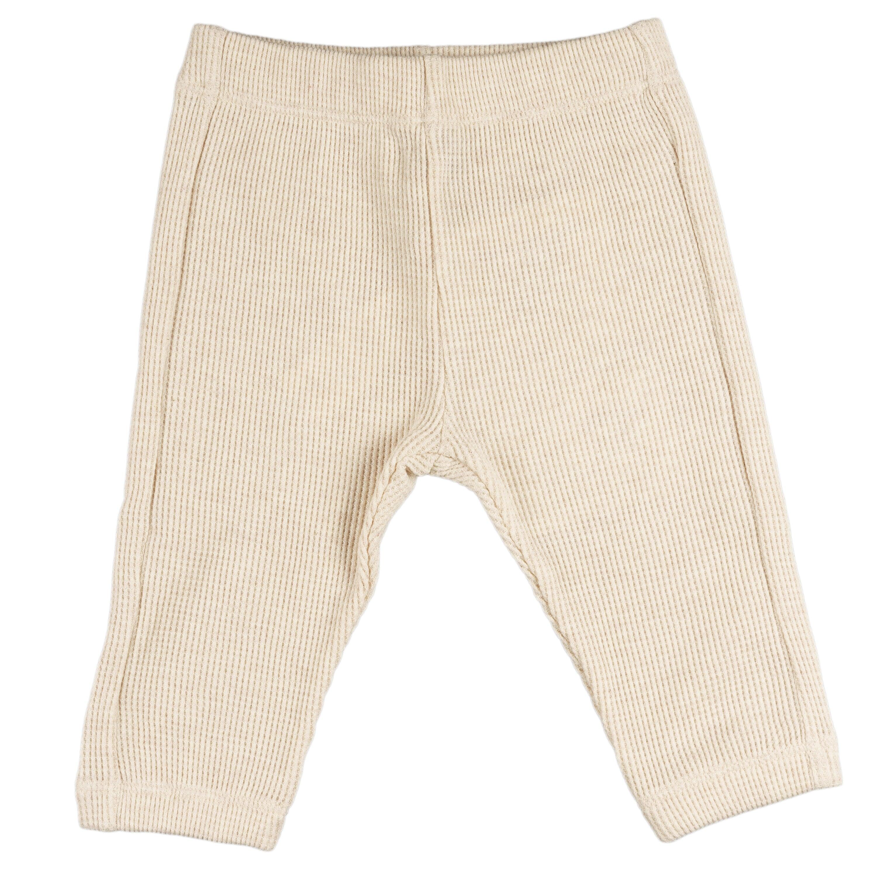 Pantalón de bebé niño en punto waffle color crudo 2/4