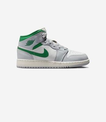 Jordan 1 Mid White Pure Platinum Pine Green (GS)