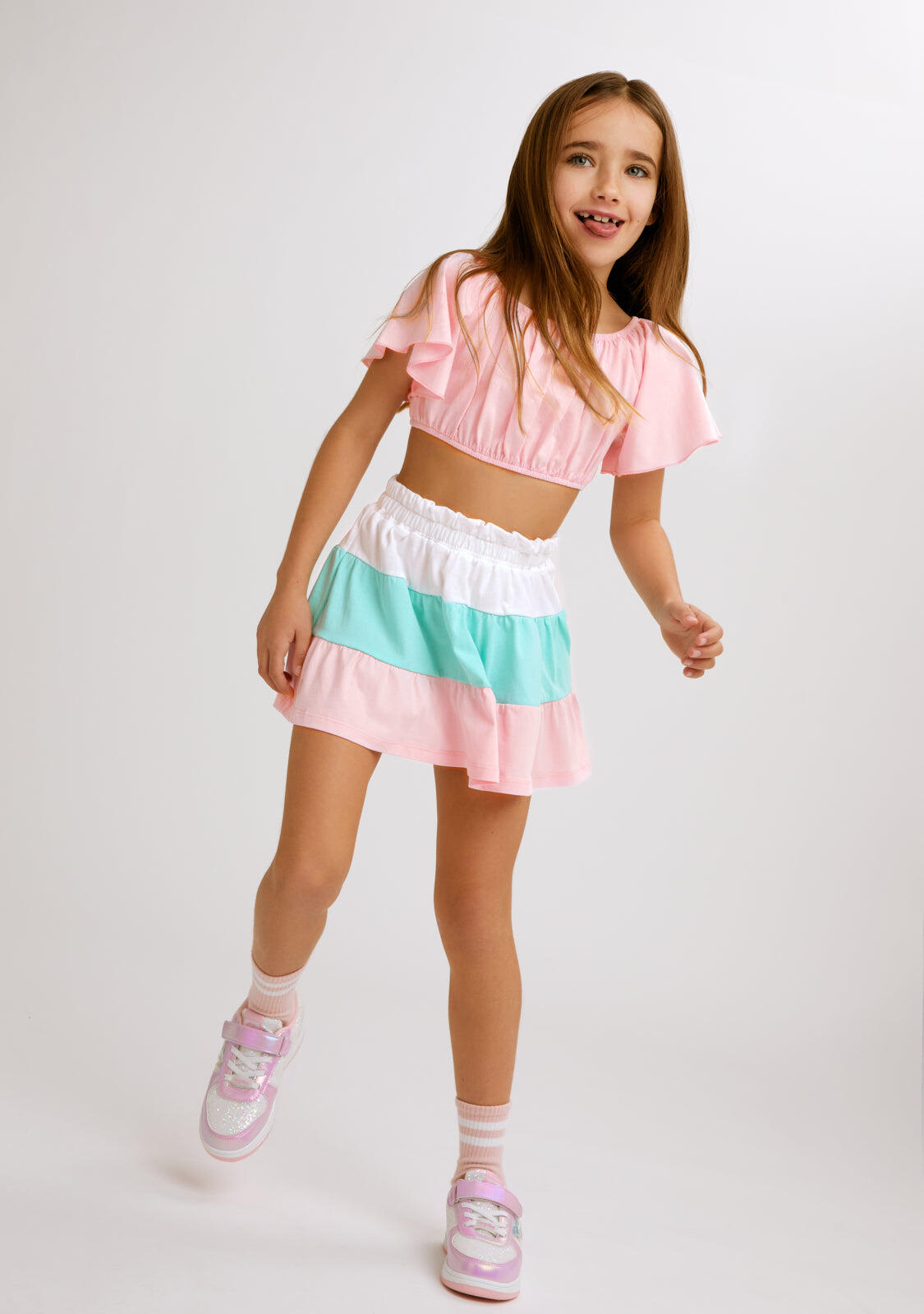 Camiseta de Niña Con Volantes Rosa 5/5