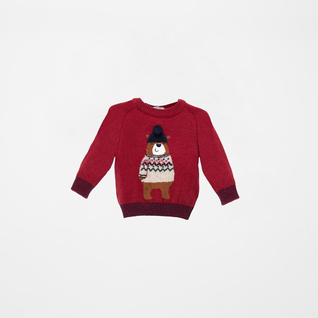 Jersey bebé de punto rojo con oso bordado | Dr. Kid by Charanga 1/2