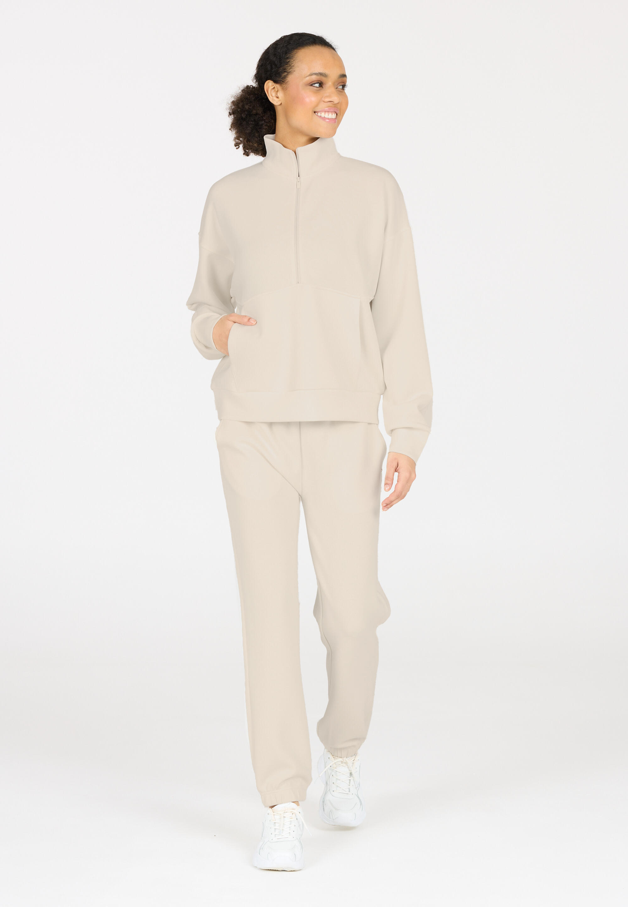 Felpa donna mezza zip Athlecia Jillnana 5/6