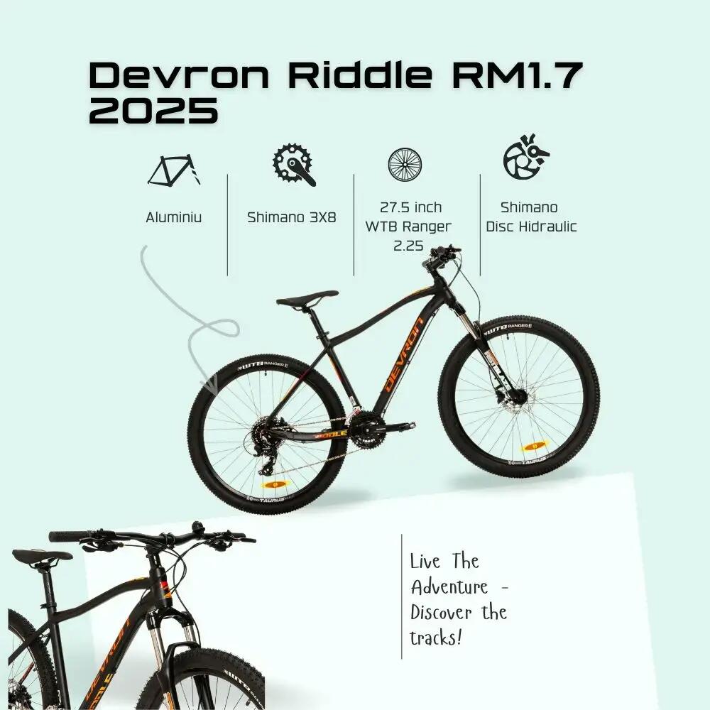 Bicicleta Mtb Devron Riddle RM1.7 2025 - 27.5 Inch, M, Negru 5/7