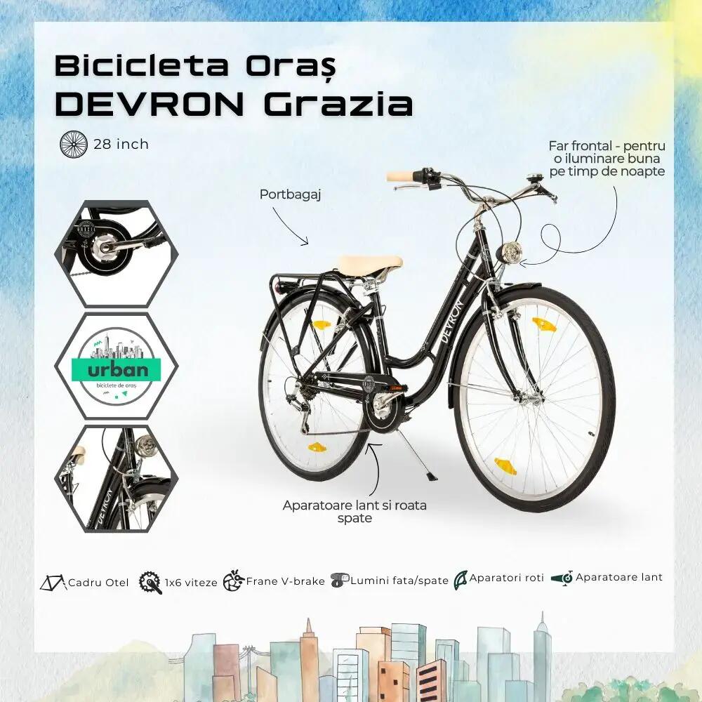 Bicicletta da città Devron Grazia 6s Retro - 28 pollici, L, nera 4/11