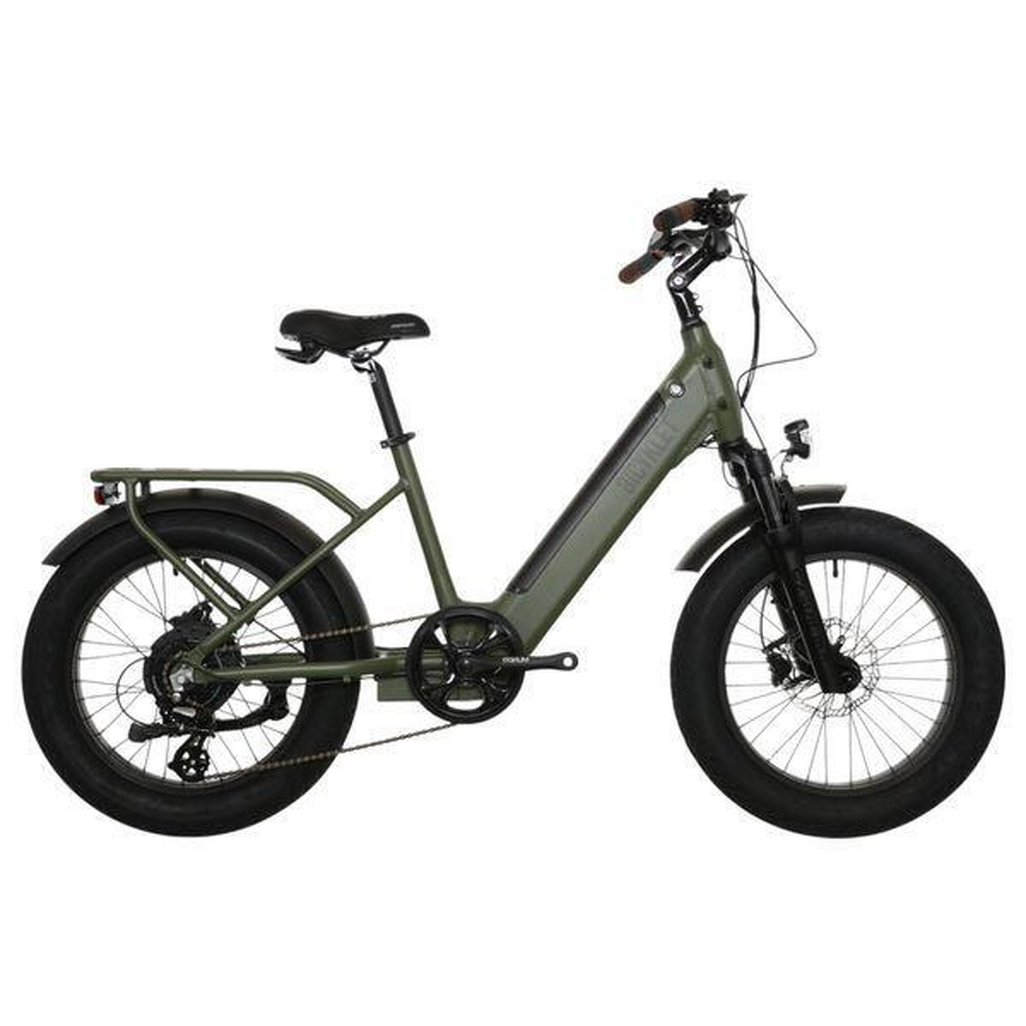 Bicyklet - Vélo Cargo Shortail Électrique Bicyklet Shimano Altus 7v 670 Wh 20'' Vert Kaki - Vélo Ville - Vert - Taille Unique - Decathlon