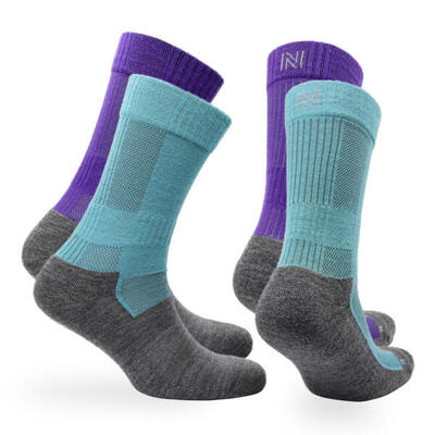 2 Paar - Wandersocken 60% Merinowolle - Anti-Blasen & Stoßdämpfung - Leonardo