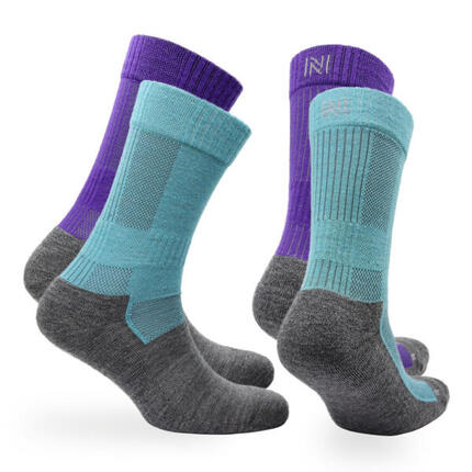2 Paires - Chaussettes Randonnée 60% Laine Mérinos - Anti-Ampoules Leonardo