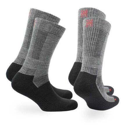 2 Paar - Wandersocken 60% Merinowolle - Anti-Blasen & Stoßdämpfung - Leonardo