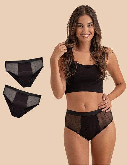 ANAISSA Conjunto de 2 cuecas menstruais de fluxo intenso em algodão bambu