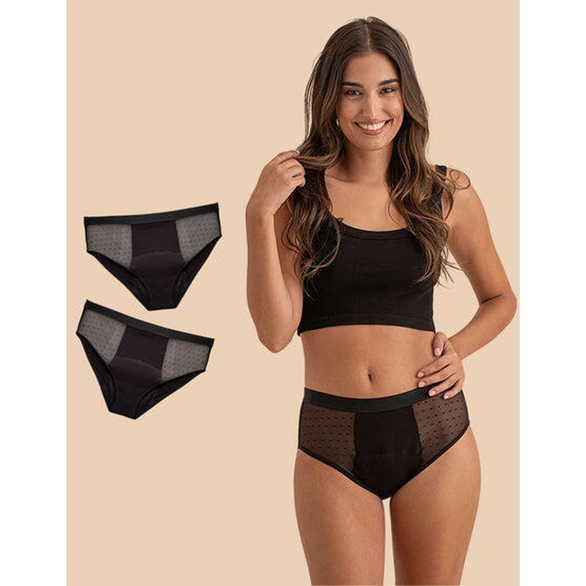 Anaissa - Lot De 2 Culottes Menstruelles En Coton Bambou Pour Flux Abondant - Culotte - Noir - 42 M/l - Decathlon
