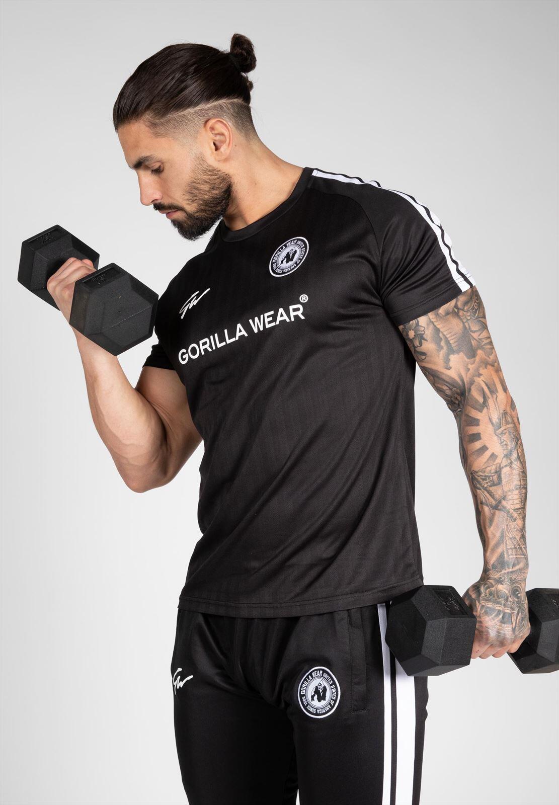 Camiseta Musculación Manga Corta Poliéster Hombre GORILLA WEAR Stratford Negro 4/7