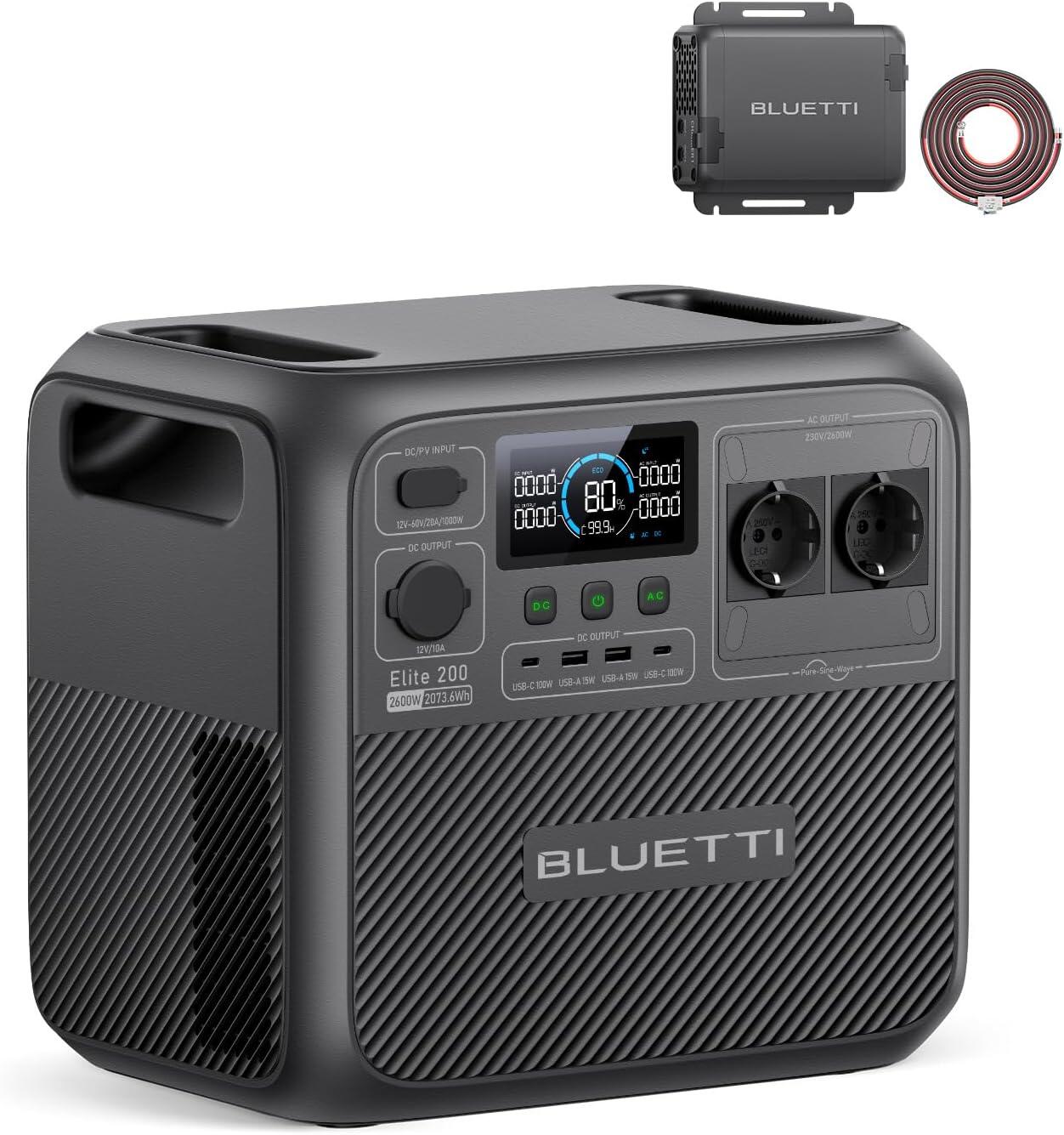 Blueti elite 200 v2 2600w, estação de energia portátil + charger 1 para campismo