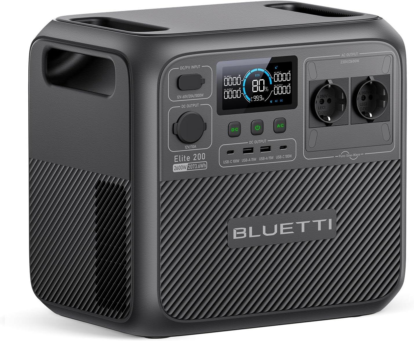BLUETTI BLUETTI Elite 200 V2 tragbares Kraftwerk, 2600 W für Camping, Notfall