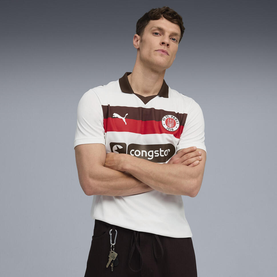 Męska koszulka wyjazdowa FC St. Pauli 25/26 PUMA White Espresso Brown