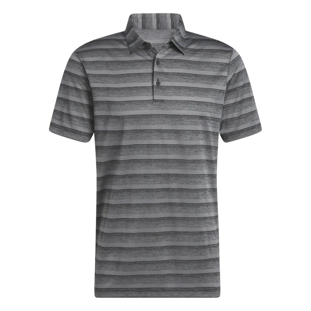 adidas Golf Mens Two Colour Stripe Polo Shirt - Black/Grey Four - L