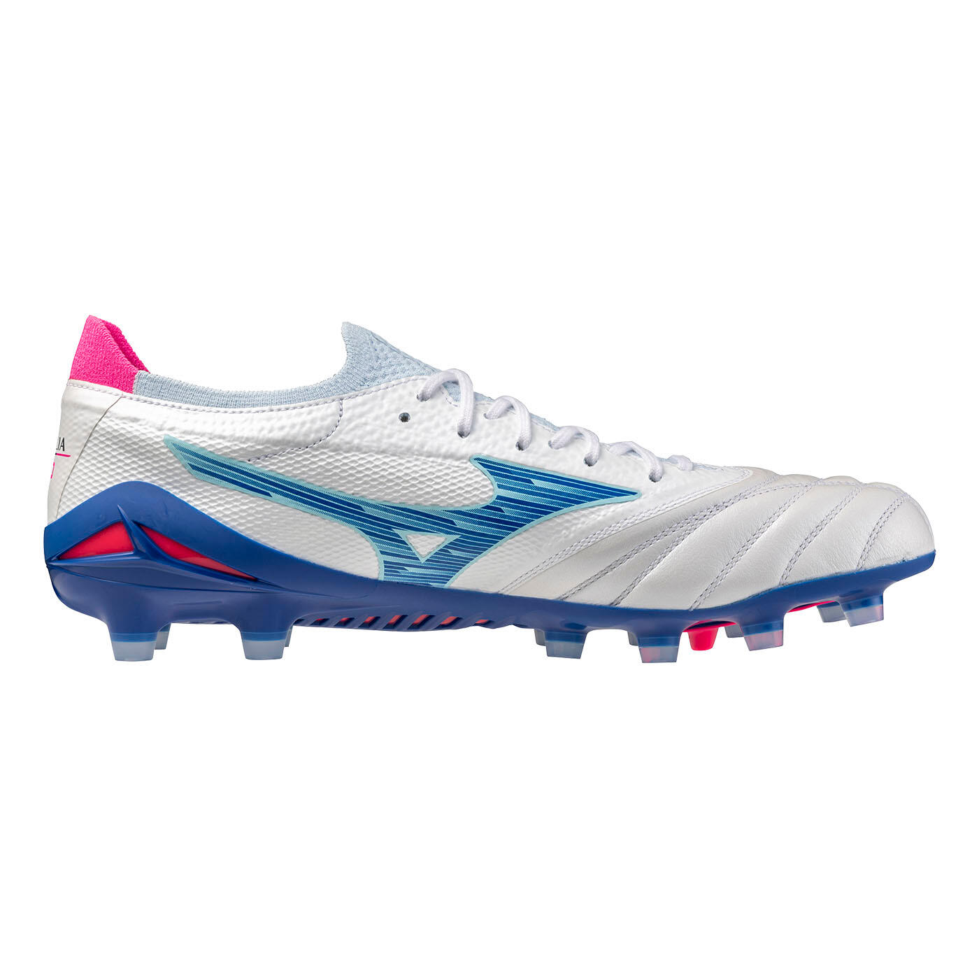 Crampons Mizuno Morelia Neo IV B Elite Blanc, bleu et rose 3/5