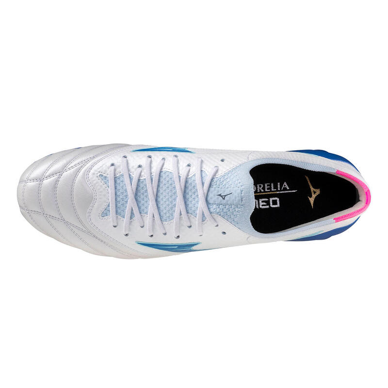 Ghete de fotbal Mizuno Morelia Neo IV B Elite – alb, albastru și roz