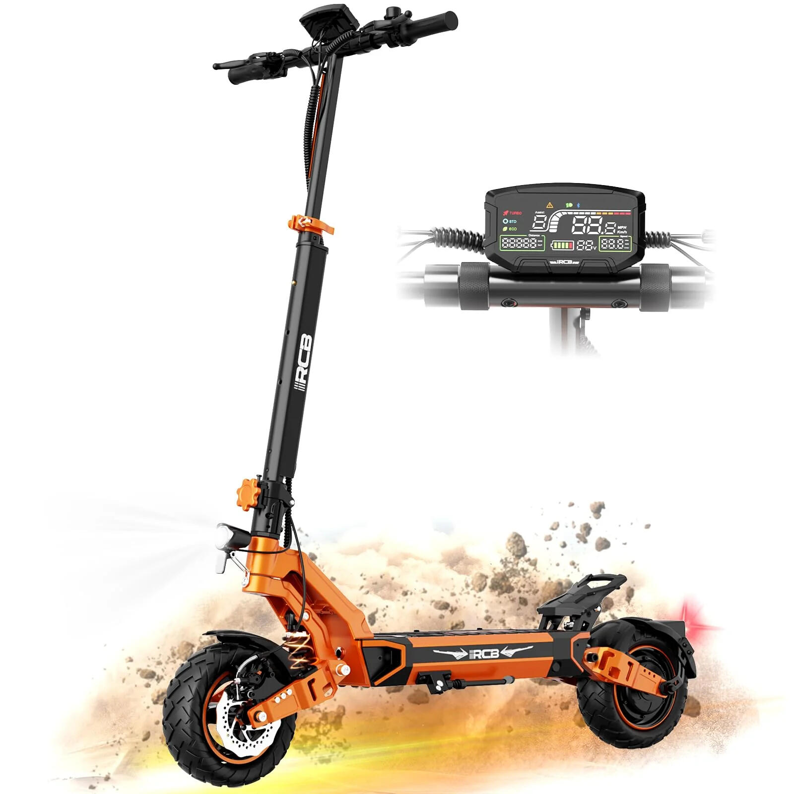 Scooter elétrica rcb d7 pro abe 10 polegadas 48 v, bateria de 27 ah