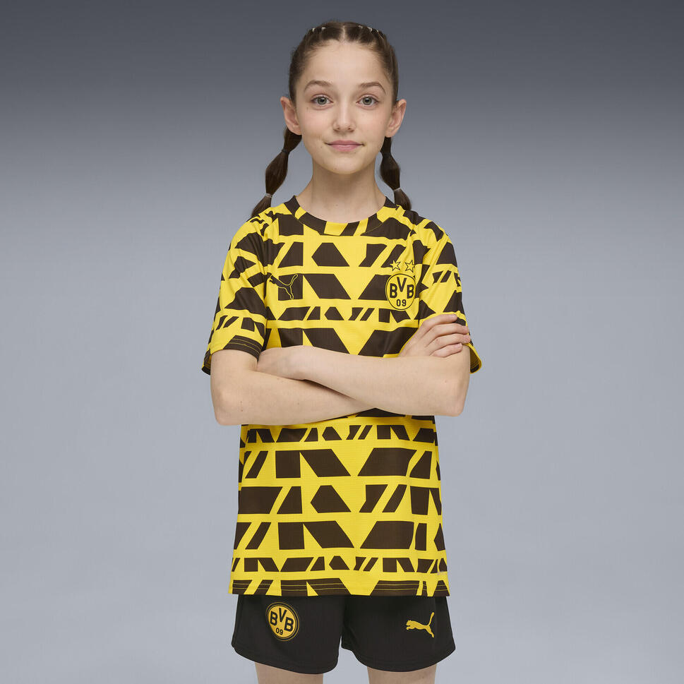 Młodzieżowa koszulka przedmeczowa Borussia Dortmund PUMA Faster Yellow Black