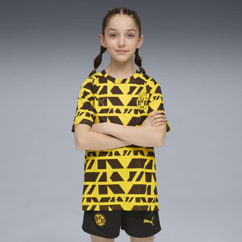 Tricou fotbal copii pre-meci mânecă scurtă Faster galben PUMA