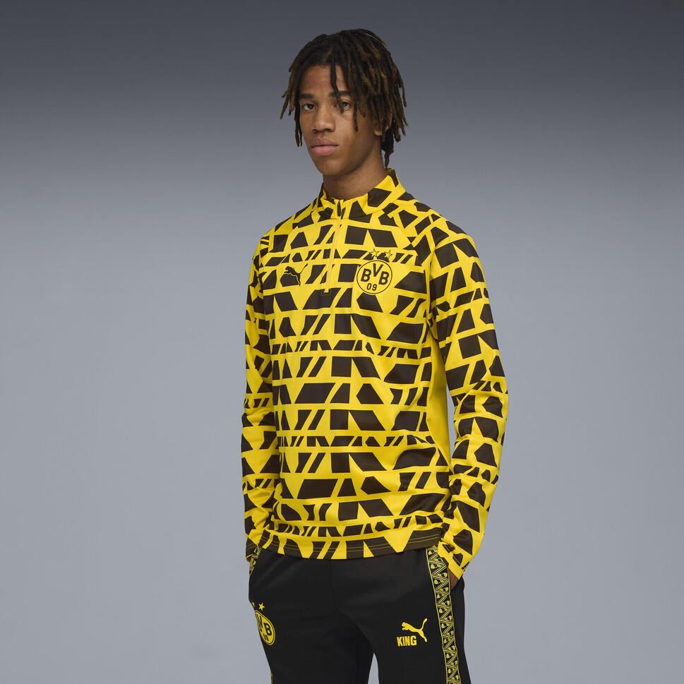 Męska bluza przedmeczowa z zamkiem 1/4 Borussia Dortmund PUMA