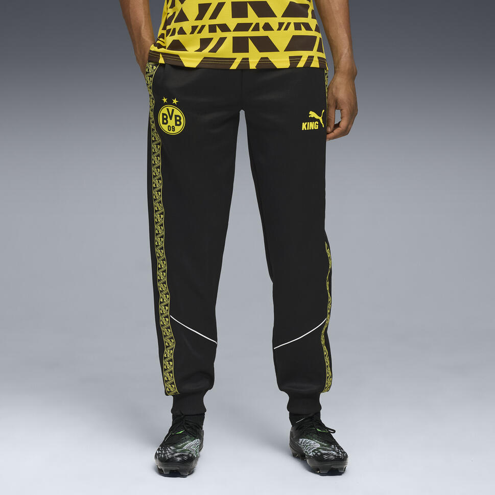 Męskie spodnie Borussia Dortmund KING Anthem PUMA Black Faster Yellow