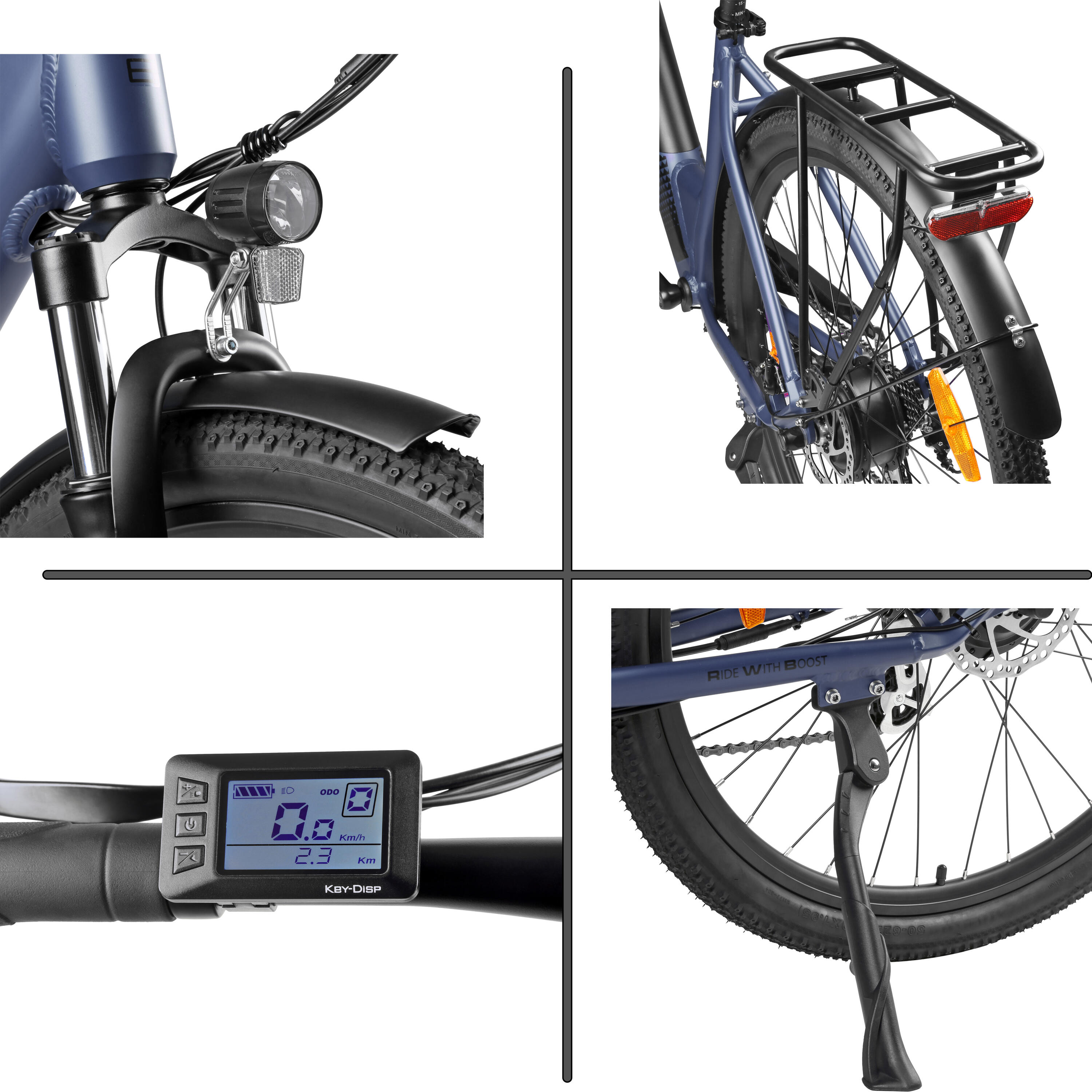 E-Bike Trekking & City 28 Zoll 90 km Reichweite, 36V Akku, 250W Motor, 7-Gang 3/8