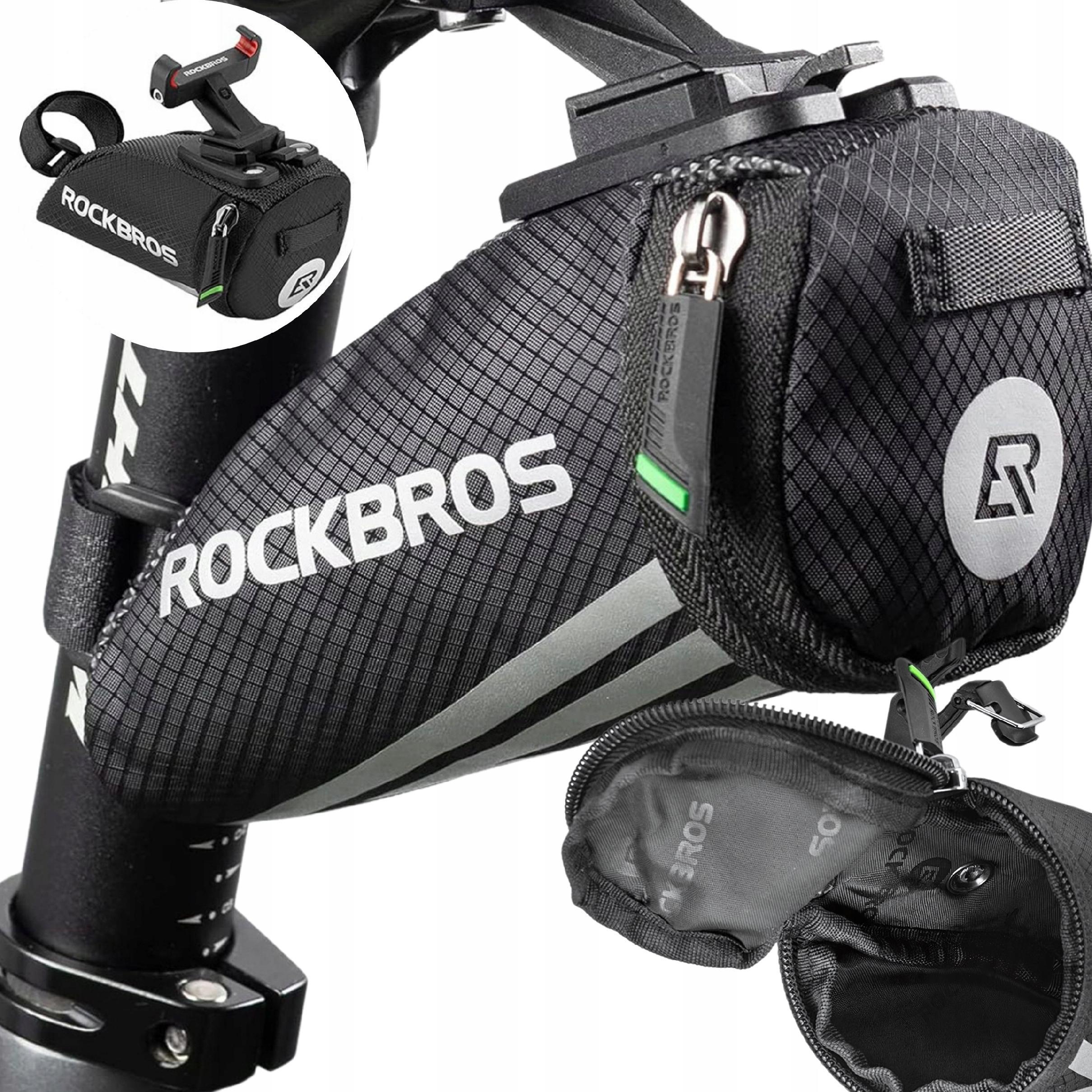 Torba podsiodłowa Rockbros 200ml wodoodporna czarna odblaski