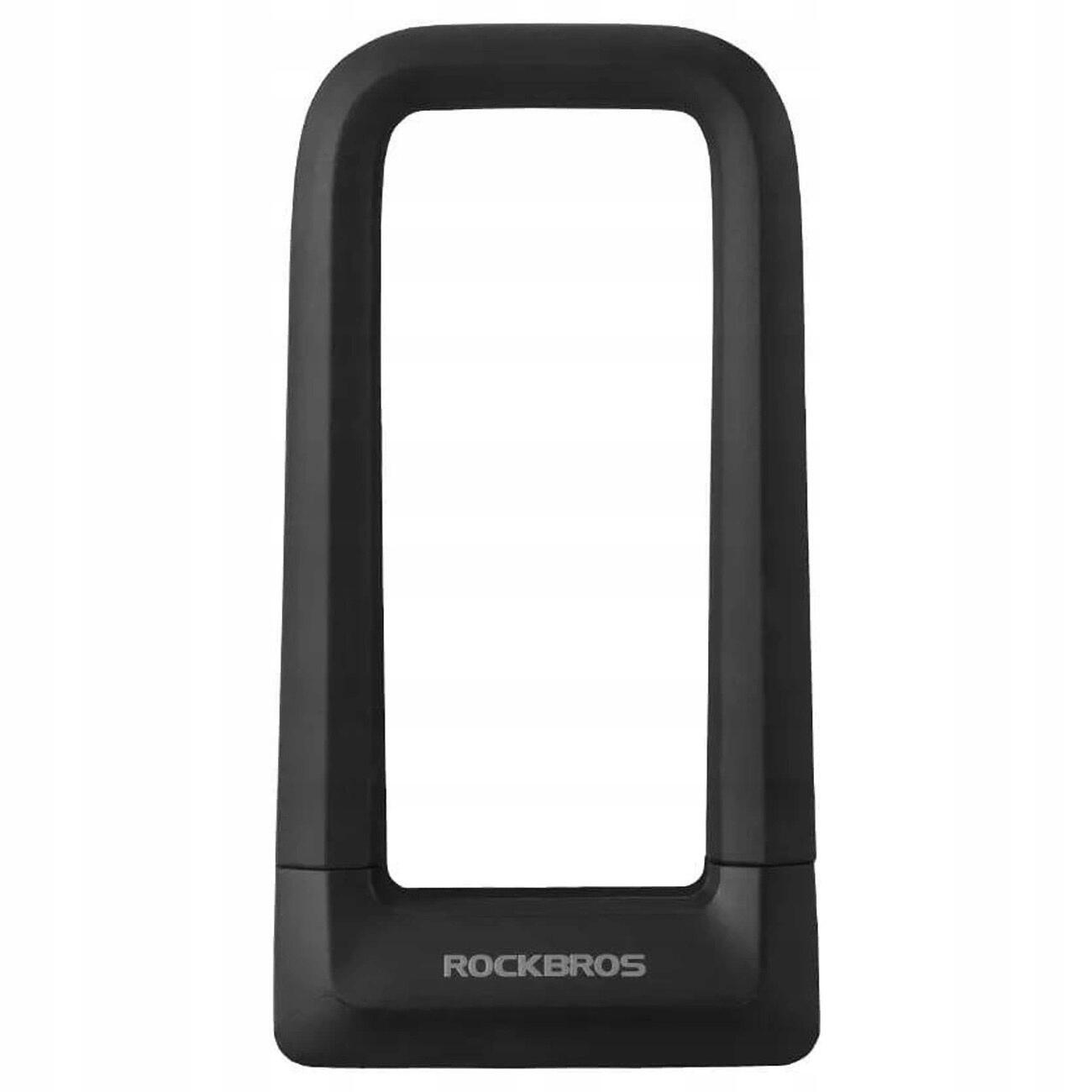 Zapięcie rowerowe Rockbros u-lock czarne podwójne zabezpieczenie kluczyk +uchwyt