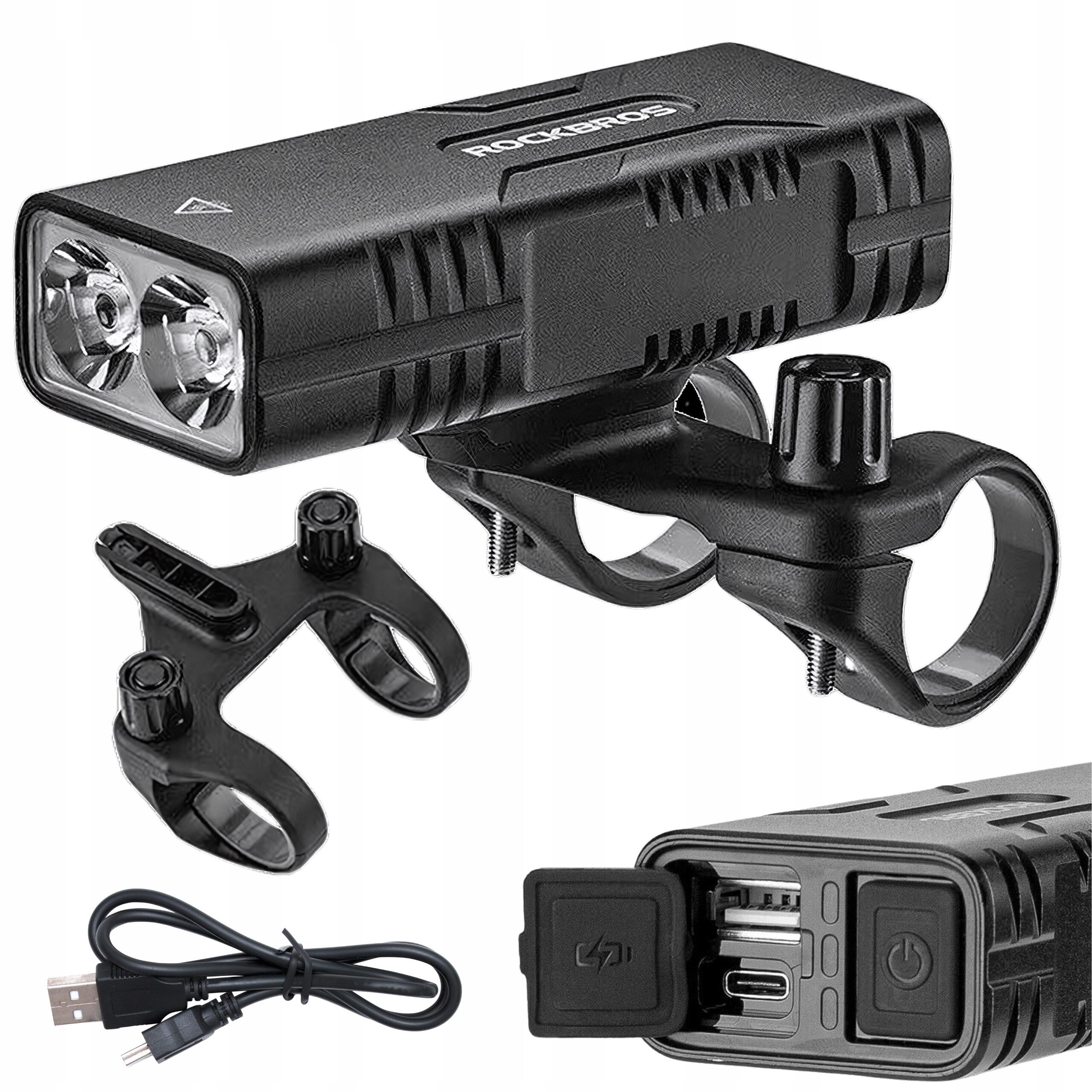 ROCKBROS Cyklistická svítilna 850 lm s Powerbankou a IPX6 voděodolností