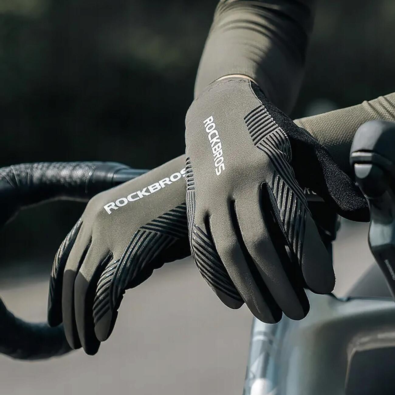 Rockbros Unisex Fahrradhandschuhe L, Grün-Schwarz, Touchscreen & Dämpfung 4/7
