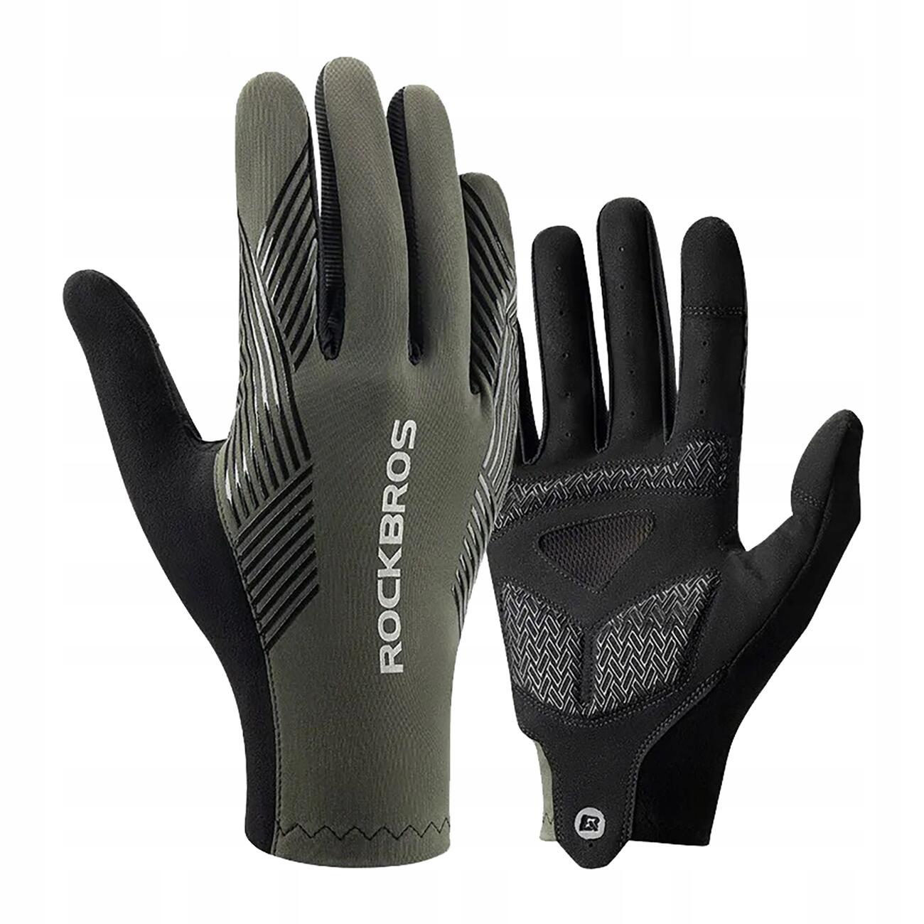 ROCKBROS Rockbros Unisex Fahrradhandschuhe L, Grün-Schwarz, Touchscreen & Dämpfung