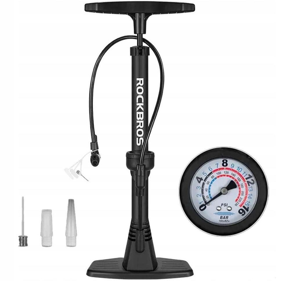 Pompka stacjonarna rowerowa Rockbros z manometrem czarna – 160 psi SV/AV/DV