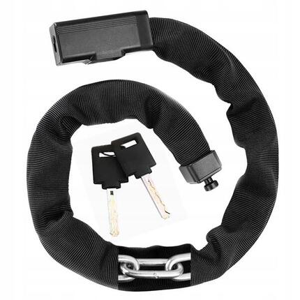 Łańcuch zabezpieczający Rockbros zapięcie rowerowe z kluczem 97 cm czarny