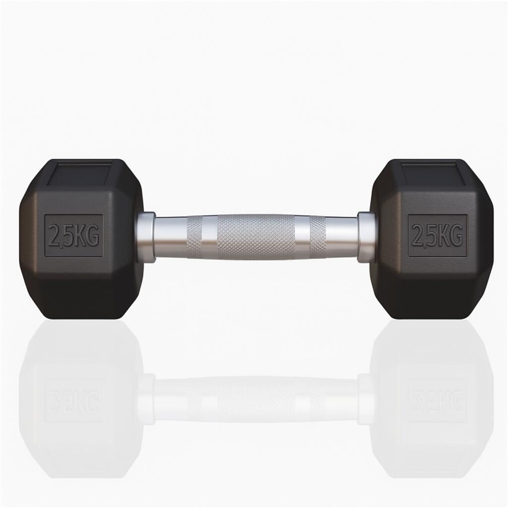 Dumbbell - 1 x 2,5 kg - Gietijzer - Hexagon - Halter 2/3