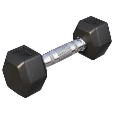 Dumbbell - 1 x 2.5 kg - gietijzer - hexagon - halter